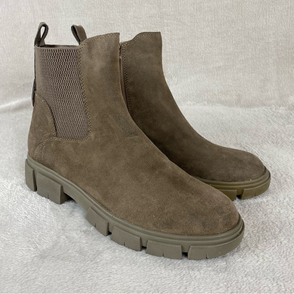 Blondo Canada Posey Women's Ankle Boots 11 M Taupe Brown Suede Waterproof Chunky